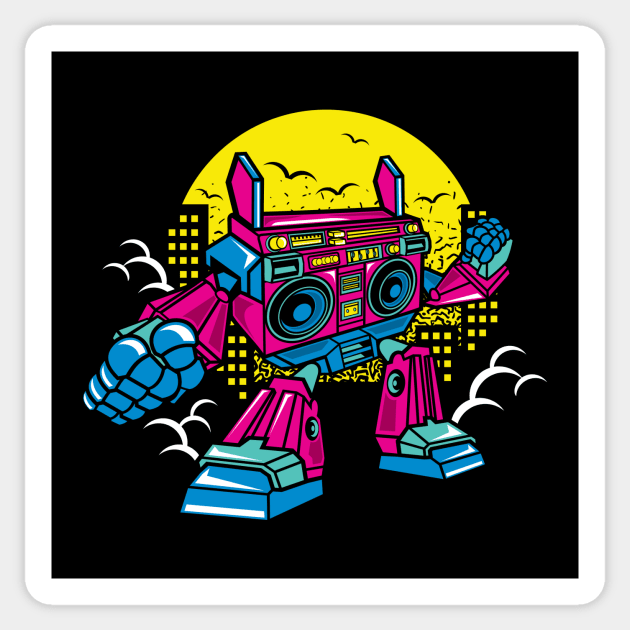 Comic Boombox Robot Sticker by MisfitInVisual